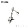 STARBURST DANGLE BEZEL CZ TOP THREADLESS (PUSH IN) IMPLANT GRADE TITANIUM LABRET SET